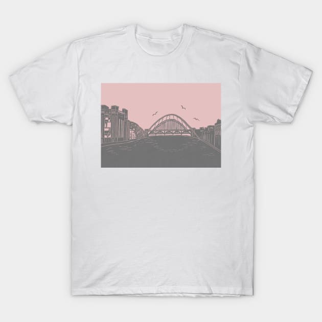 Bridges of NewcastleGateshead Quayside T-Shirt by Maddybennettart